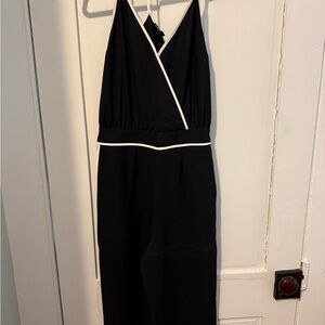 Elegant Black jumpsuit with White Trim